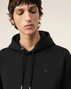 Ami Paris Ami de Coeur Hoodie BLACK Clearance