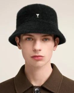 Ami Paris Ami de Coeur Stud Bucket Hat BLACK Flash Sale