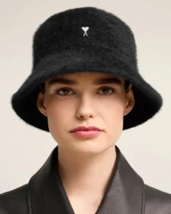 Ami Paris Ami de Coeur Stud Bucket Hat BLACK Flash Sale