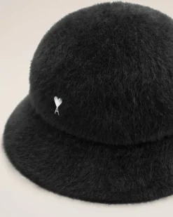 Ami Paris Ami de Coeur Stud Bucket Hat BLACK Flash Sale