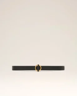 Ami Paris Ami Round Buckle Belt 30 Mm BLACK/VIBRATED BRASS Fashion