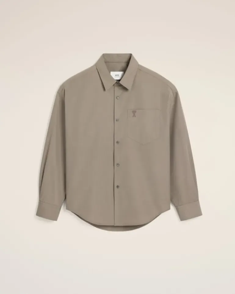 Ami Paris Beige Cotton Ami de Coeur Boxy Shirt ASH Store