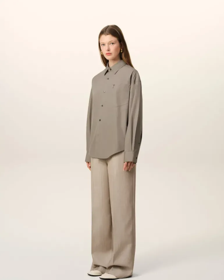 Ami Paris Beige Cotton Ami de Coeur Boxy Shirt ASH Store