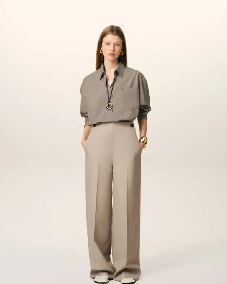 Ami Paris Beige Cotton Ami de Coeur Boxy Shirt ASH Store