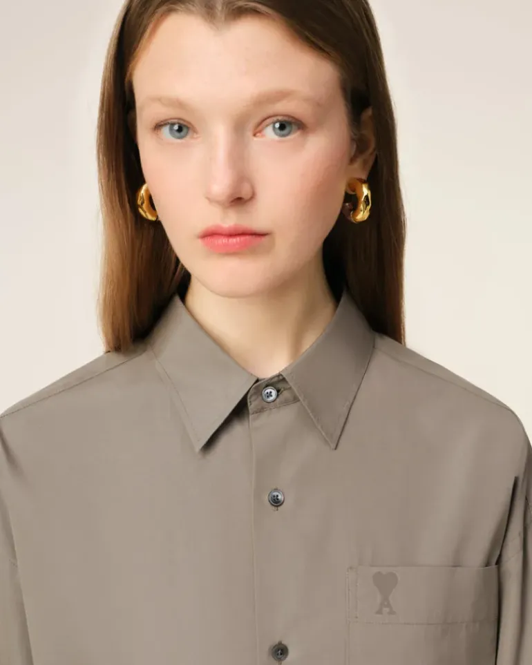 Ami Paris Beige Cotton Ami de Coeur Boxy Shirt ASH Store
