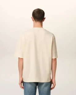 Ami Paris Beige Cotton Ami de Coeur Patch T-Shirt WHITE CREAM Fashion
