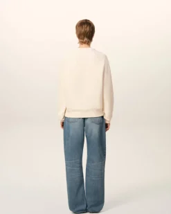 Ami Paris Beige Cotton Ami de Coeur Patch Sweatshirt WHITE CREAM Best