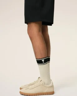 Ami Paris Beige Cotton Ami de Coeur Striped Socks WHITE CREAM/BLACK Sale