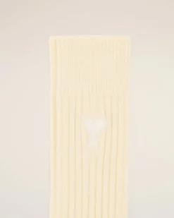Ami Paris Beige Cotton Ami de Coeur Socks OFF WHITE / OFF WHITE Fashion