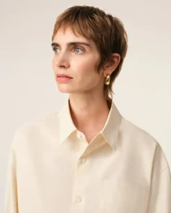 Ami Paris Beige Cotton Ami de Coeur Boxy Shirt WHITE CREAM Sale