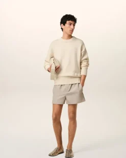 Ami Paris Beige Cotton Ami Embroidered Crewneck Sweater WHITE CREAM Online