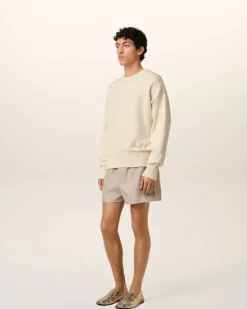 Ami Paris Beige Cotton Ami Embroidered Crewneck Sweater WHITE CREAM Online
