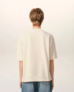 Ami Paris Beige Cotton Patch T-Shirt WHITE CREAM New