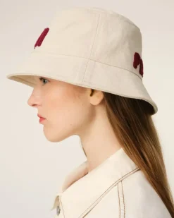 Ami Paris Beige Cotton Patch Bucket Hat WHITE CREAM Outlet
