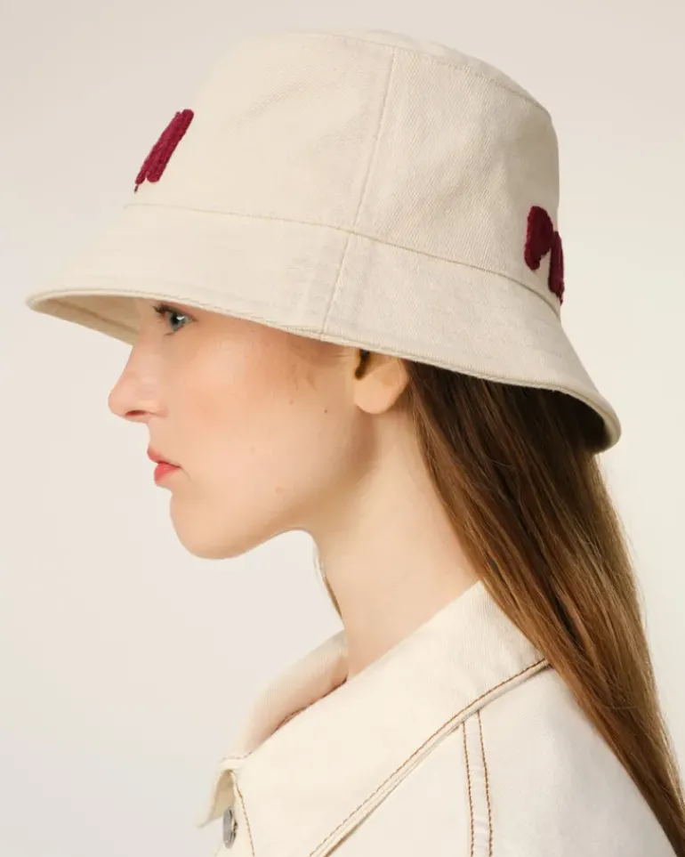 Ami Paris Beige Cotton Patch Bucket Hat WHITE CREAM Outlet
