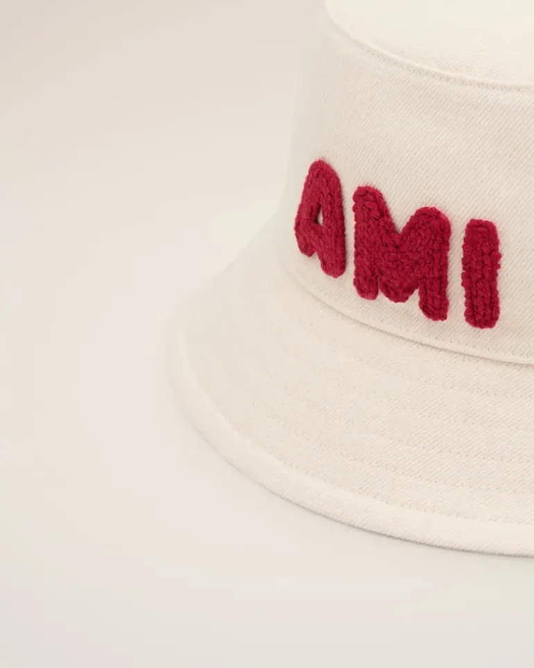 Ami Paris Beige Cotton Patch Bucket Hat WHITE CREAM Outlet