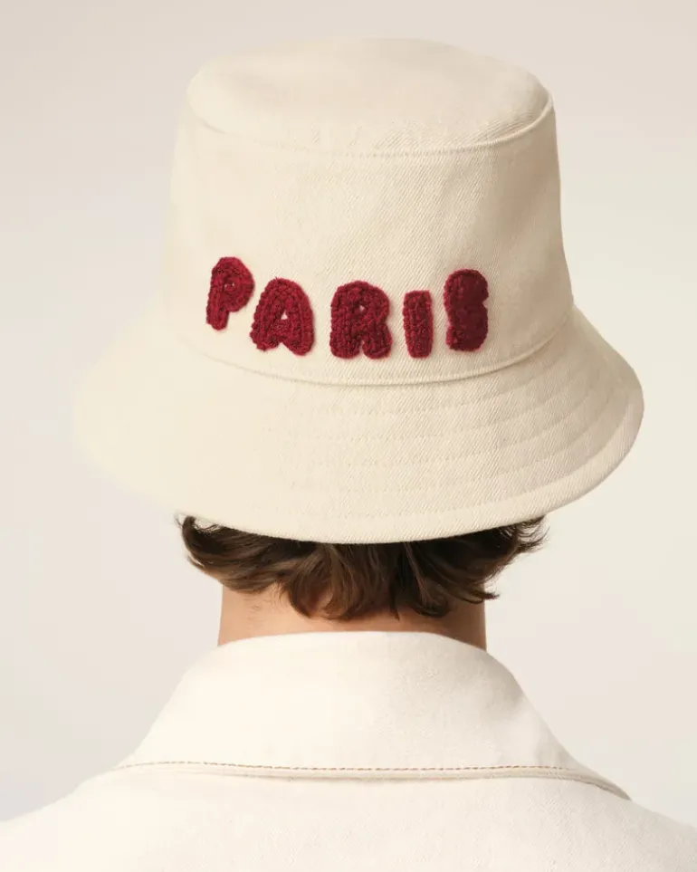 Ami Paris Beige Cotton Patch Bucket Hat WHITE CREAM Outlet