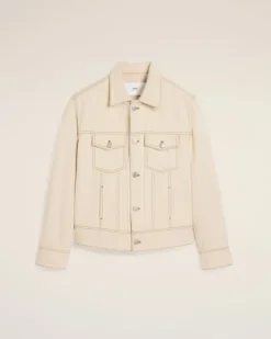 Ami Paris Beige Cotton Trucker Jacket WHITE CREAM New