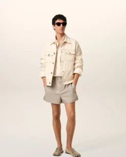 Ami Paris Beige Cotton Trucker Jacket WHITE CREAM New
