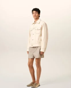Ami Paris Beige Cotton Trucker Jacket WHITE CREAM New