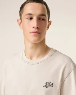 Ami Paris Beige Cotton Ami Signature T-Shirt WHITE CREAM Best Sale