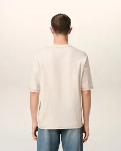 Ami Paris Beige Cotton Ami Signature T-Shirt WHITE CREAM Best Sale