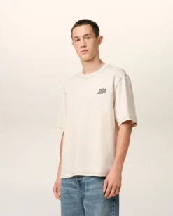 Ami Paris Beige Cotton Ami Signature T-Shirt WHITE CREAM Best Sale