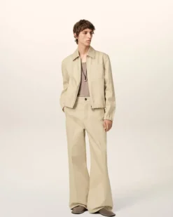 Ami Paris Beige Cotton Baggy Fit Trousers GINGER Hot