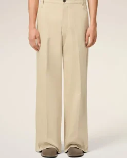 Ami Paris Beige Cotton Baggy Fit Trousers GINGER Hot