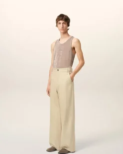 Ami Paris Beige Cotton Baggy Fit Trousers GINGER Hot