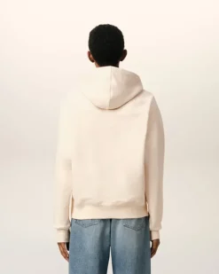 Ami Paris Beige Cotton Hoodie With Patch WHITE CREAM Best