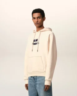 Ami Paris Beige Cotton Hoodie With Patch WHITE CREAM Best