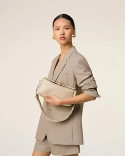 Ami Paris Beige Leather Carrousel Bag GINGER Discount