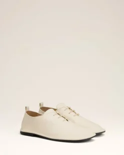 Ami Paris Beige Leather One Cut Shoes WHITE CREAM Flash Sale