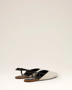 Ami Paris Beige Leather Slingbacks CINNAMON/WHITE CREAM/BLACK Store