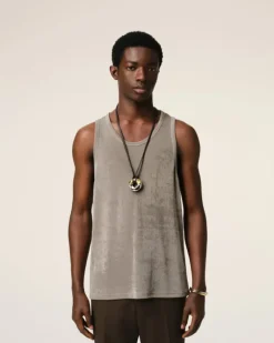 Ami Paris Beige Light Shiny Rib Jersey Tanktop ASH Online