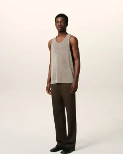 Ami Paris Beige Light Shiny Rib Jersey Tanktop ASH Online