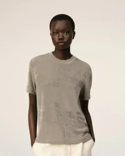 Ami Paris Beige Shiny Jersey Short Sleeve T-Shirt ASH Store