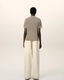 Ami Paris Beige Shiny Jersey Short Sleeve T-Shirt ASH Store