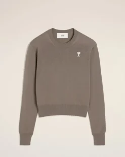 Ami Paris Beige Wool Ami de Coeur Crew Neck Sweater ASH Fashion