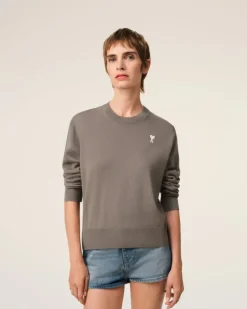 Ami Paris Beige Wool Ami de Coeur Crew Neck Sweater ASH Fashion