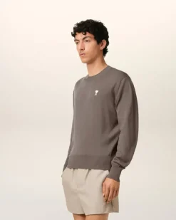 Ami Paris Beige Wool Ami de Coeur Crew Neck Sweater ASH Cheap