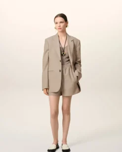 Ami Paris Beige Wool Back Slit Jacket GINGER Cheap