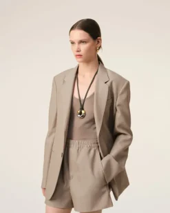 Ami Paris Beige Wool Back Slit Jacket GINGER Cheap