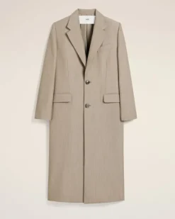 Ami Paris Beige Wool Back Slit Long Coat GINGER Shop