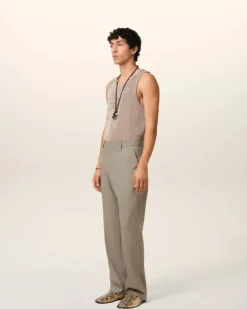 Ami Paris Beige Wool Straight Fit Trousers ASH Store
