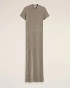 Ami Paris Beige Rib Jersey Short Sleeve Long Dress ASH Online