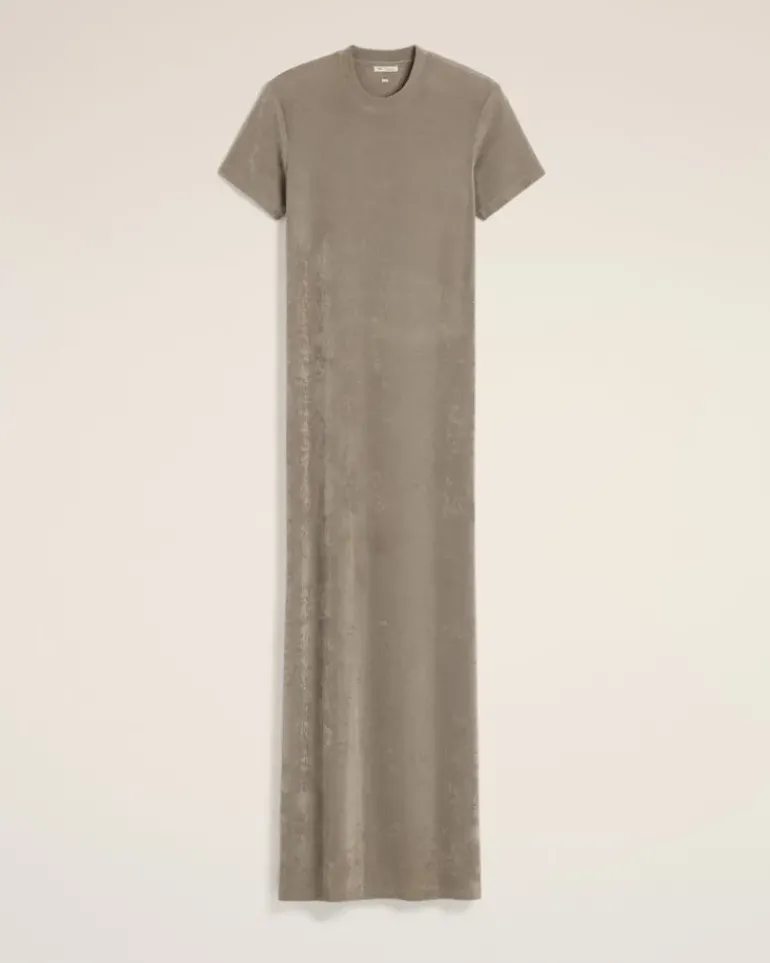 Ami Paris Beige Rib Jersey Short Sleeve Long Dress ASH Online