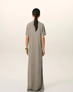 Ami Paris Beige Rib Jersey Short Sleeve Long Dress ASH Online