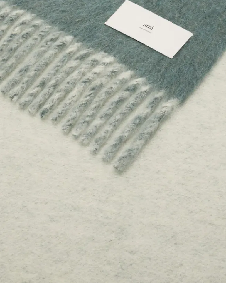 Ami Paris Bicolor Double-Sided Blanket With Ami Alexandre Mattiussi Tab ANTIQUE CLAY New